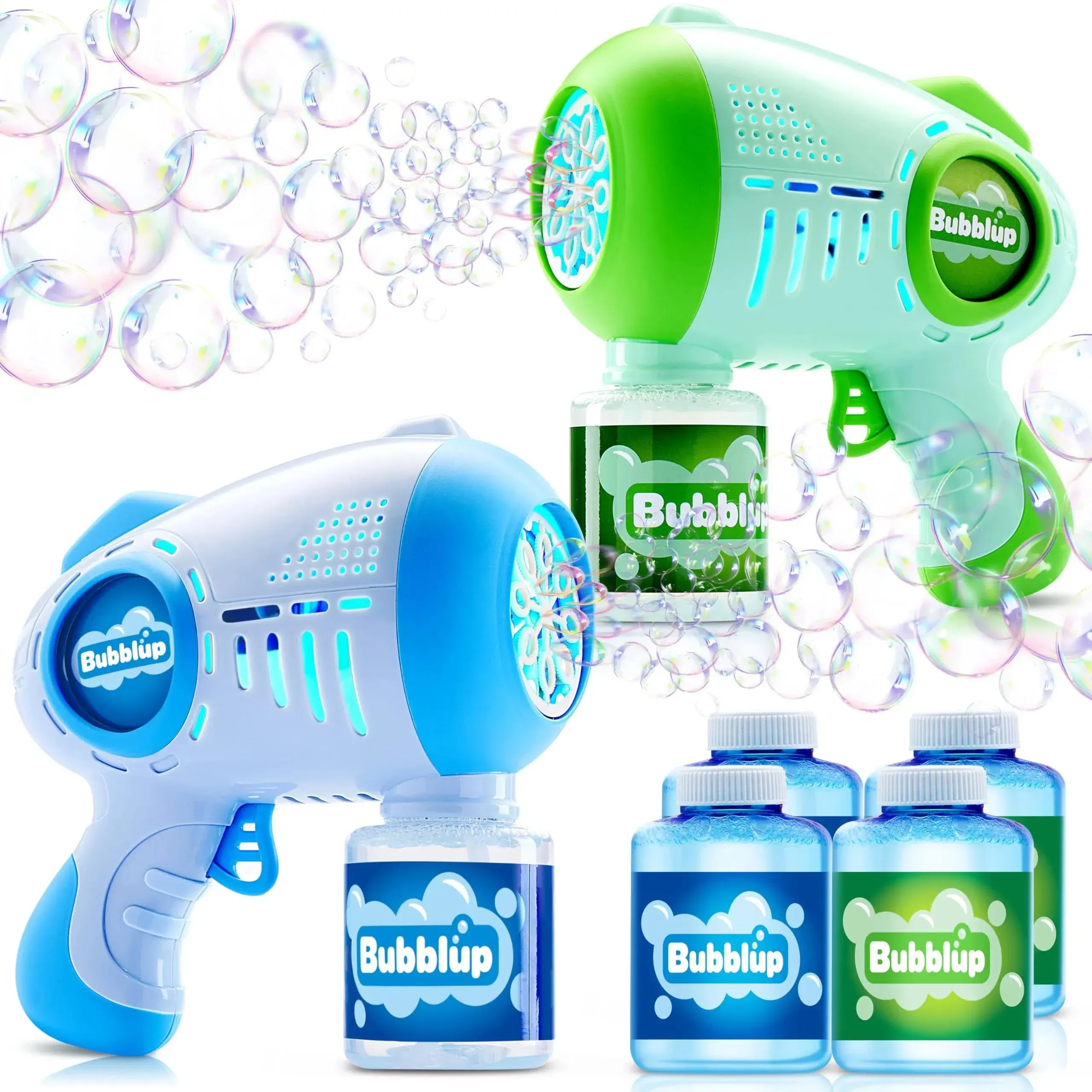 Bubble Guns for Kids &amp; Toddlers, 2 Pack Bubble Gun Blower w/ Bubble Solution 5oz