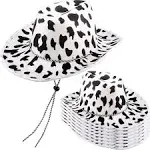 SGBETTER 8 Pack Cow Print Cowboy Hat Black and White Cow Pattern Western Cowgirl Hats for Cowboy Theme Party Halloween Cosplay Dress Up Costume