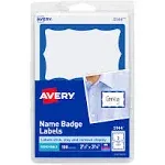 Avery Name Badge Labels, Blue Border, 2-11/32" x 3-3/8", 100 Badges (5144)