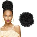 Darling Afro Puff ponytail 1X Hair Extensions (1 Pack, 1X per Pack), Natural Soft Texture, Drawstring Short Synthetic for Natural Hair, Clip on Kinky Curly Bun, #1B