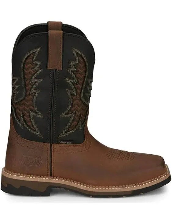 Men's Justin Stampede Bolt Pull On Western Work Boots - Nano Composite