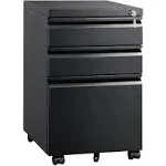 DEVAISE 3 Drawer Mobile File Cabinet Under Desk Office, Fully Assembled Except Casters, Letter/Legal Size, Black