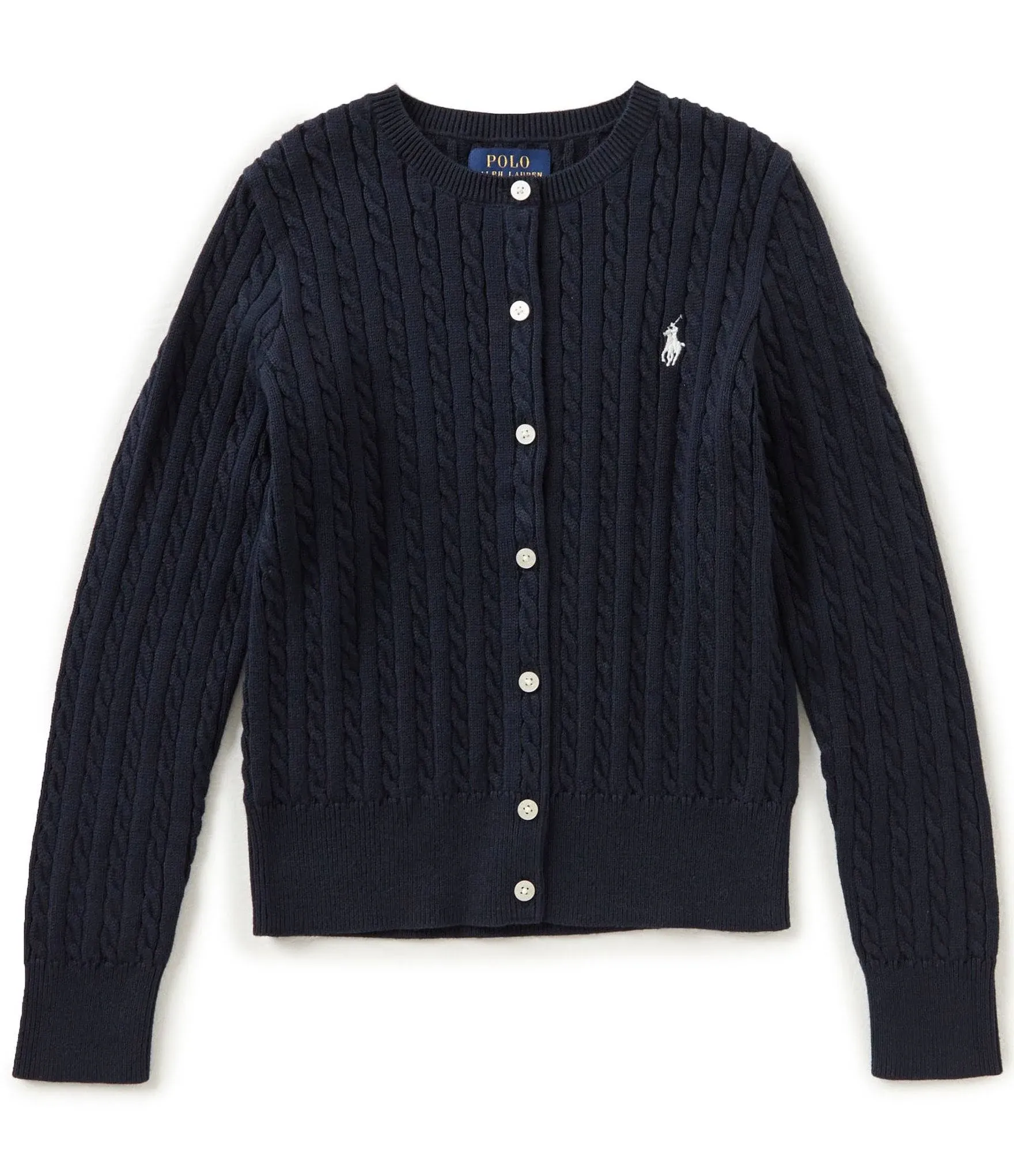 Polo Ralph Lauren Big Girls Cable-Knit Cotton Cardigan - Hunter Navy