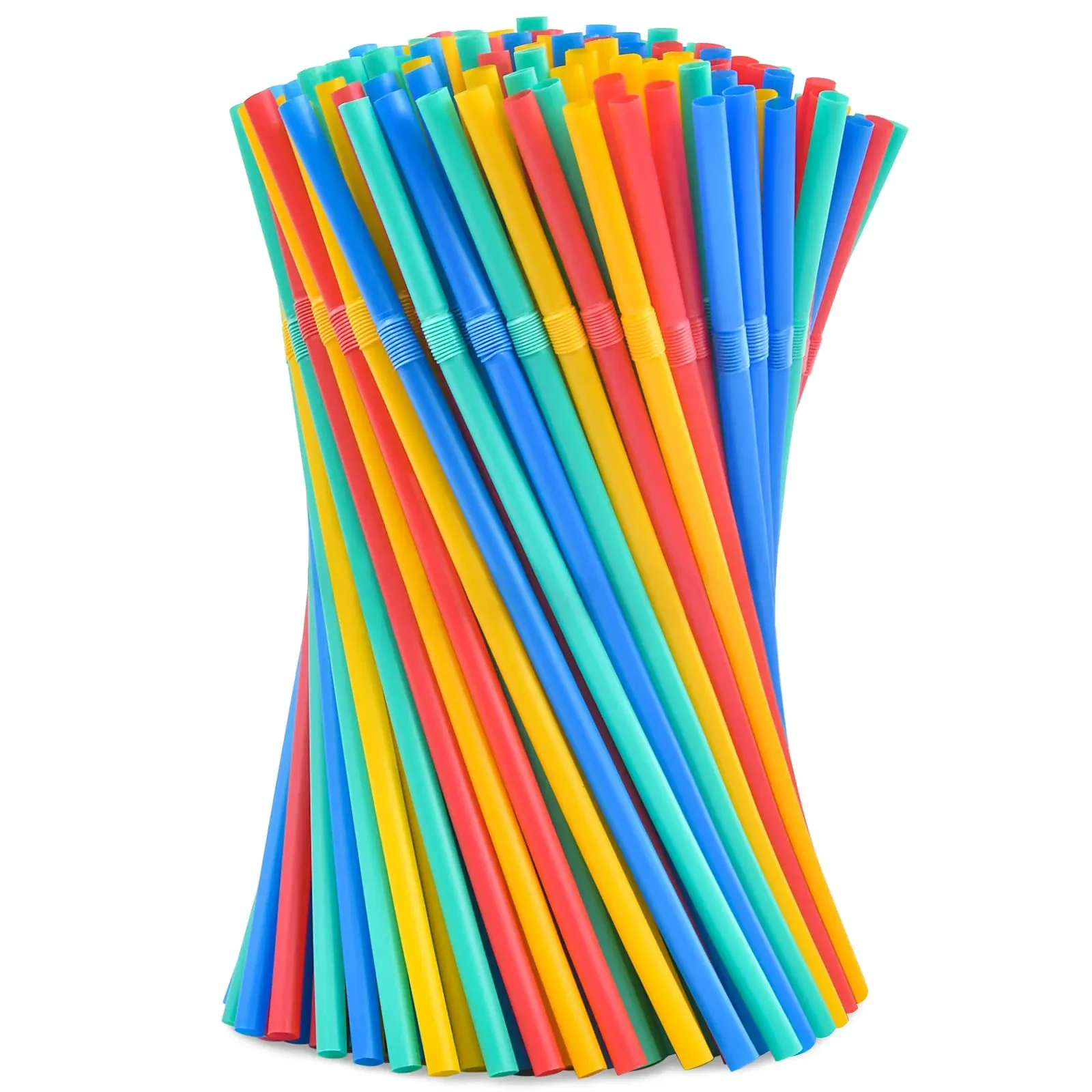 Plasticless 100 PCS Disposable Drinking Straws, Eco Friendly Straws Drinking Plastic Free Colorful Flexible Bendable Corn-based Organic Compostable Biodegradable Straws for Party Travel 8.2" Long