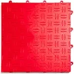 GarageTrac Diamond, Durable Interlocking Modular Garage Flooring Tile (48 Pack), Red