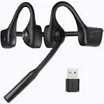 Smof Bluetooth Headset with Microphone USB Dongle, Lightweight Open-Ear Headphones with Noise-Canceling Mic and Mute Button for Office Business