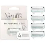 Venus for Pubic Hair and Skin Women's Razor Blades, 4 Refills