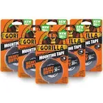 Gorilla Heavy Duty Double Sided Mounting Tape, 1 inch x 60 Inches, Black 6 Pack