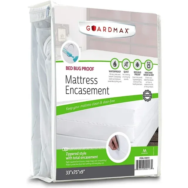 Guardmax Zippered Mattress Encasement Size 100% Waterproof and Bed Bug Proof Mattress Protector