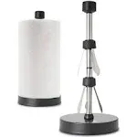 Stainless Steel Paper Towel Holder Stand Designed for Easy One- Handed Operation - This Sturdy Weighted Paper Towel Holder Countertop Model Has Suction Cups and Holds All Paper Towel Rolls