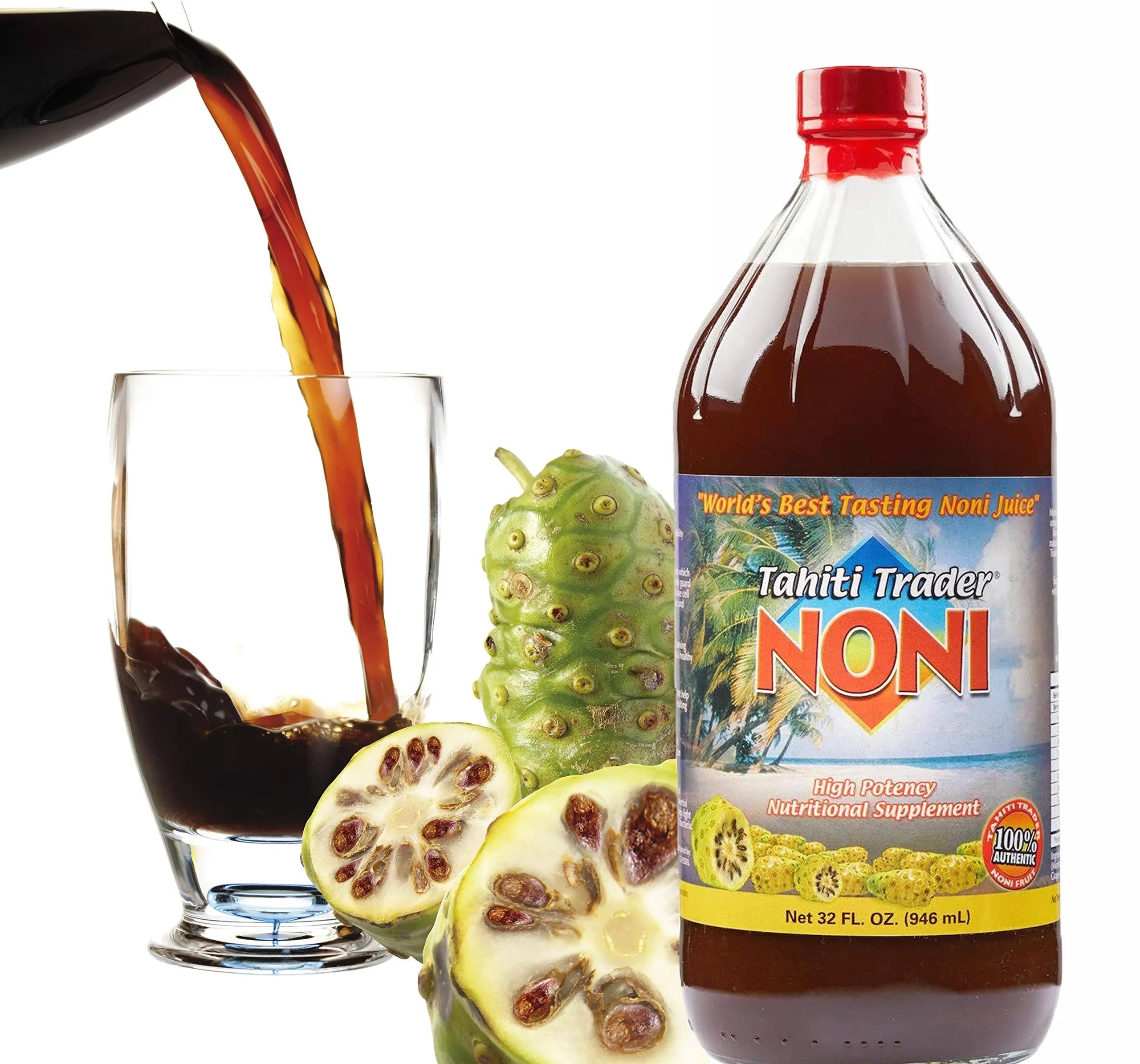 Tahiti Trader Original High Potency Noni Juice - Pure Noni Fruit Juice with Blueberry & Raspberry - Organic Antioxidant Superfood Juice Supporting