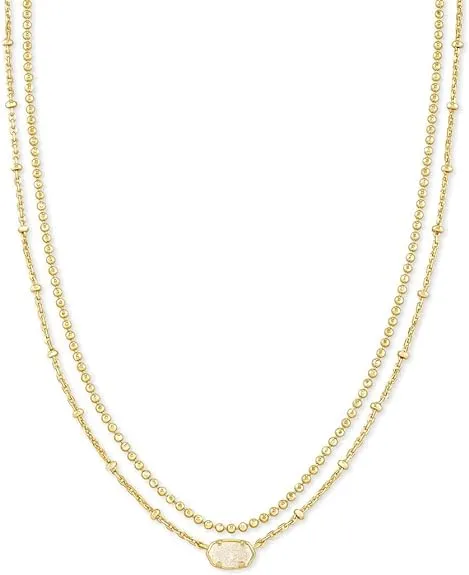 Kendra Scott Emilie Multi Strand Necklace Rose Gold-Sand Drusy