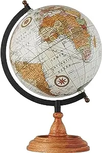 Deco 79 Mango Wood Globe with Wood Base, 9" x 8" x 13", Brown