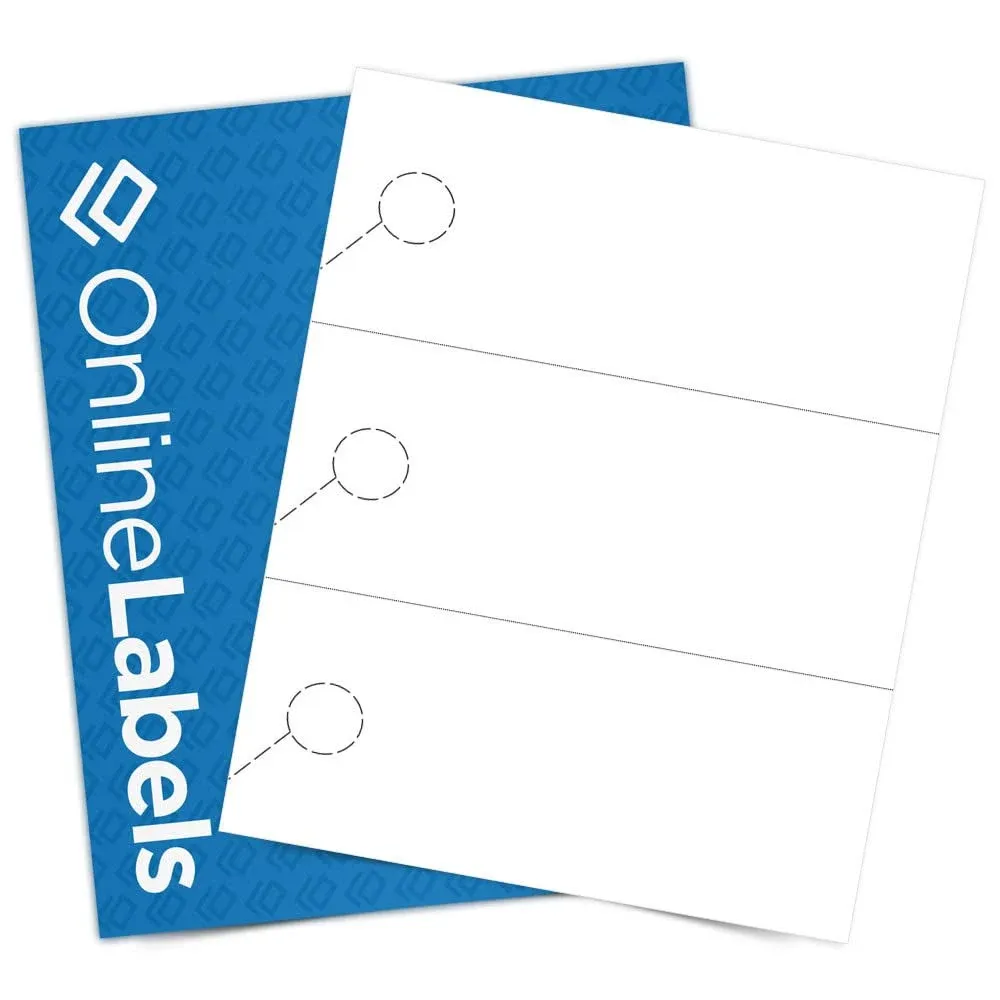 Online Labels White Cardstock Printable Door Hangers 8.5&#034; x 3.66&#034; OL246KW