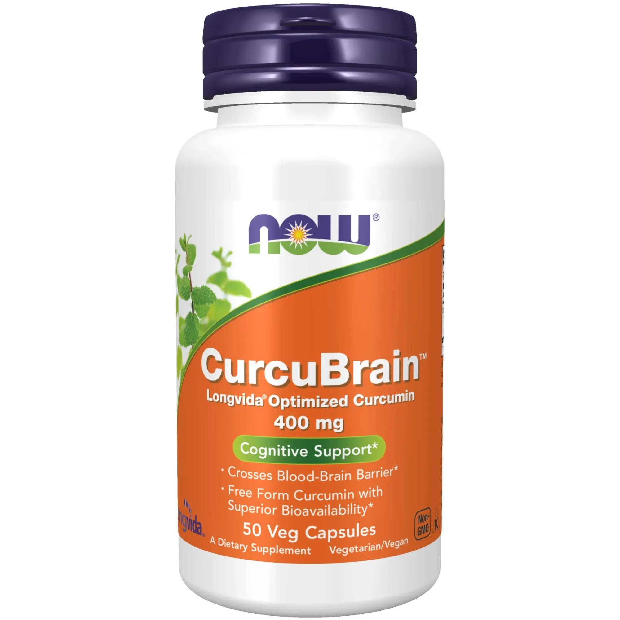 NOW Supplements, CurcuBrain? 400 mg with Longvida? Optimized Curcumin, 50 Veg Ca