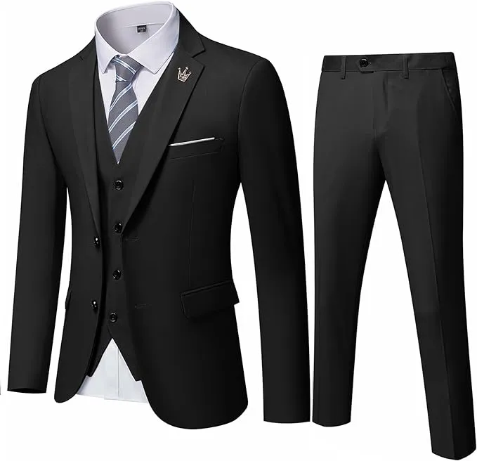 EastSide Men’s 3pieces ,Suit Slim Fit 2 Buttons Tux, Blazer vest &amp;Pensjacketset