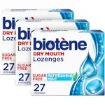 Biotene Dry Mouth Lozenges for Fresh Breath, Refreshing Mint, 27 Count, 3 Pack, White