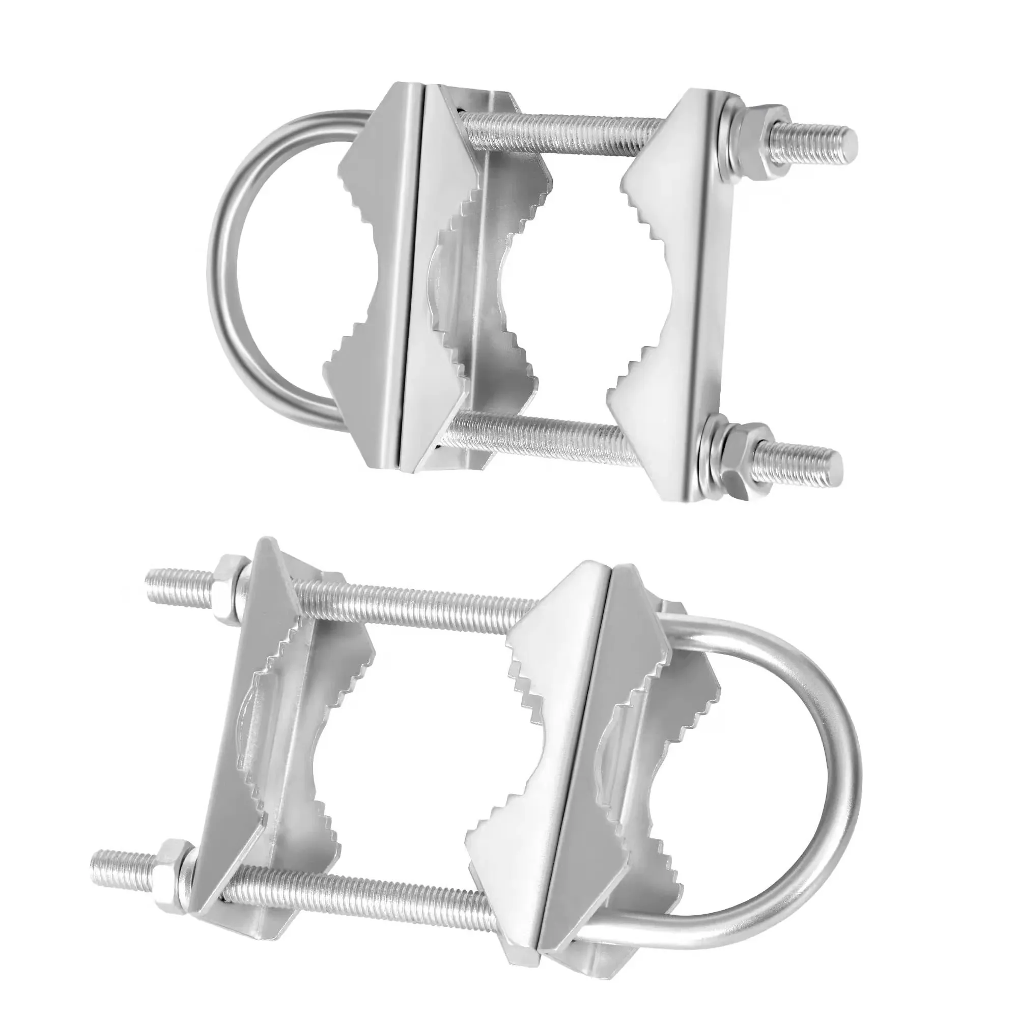 Double Antenna Mast Clamp Heavy V-Jaw Bracket U Bolts Pipe Mounting...