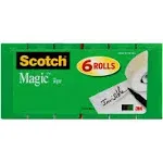 Scotch Magic Tape Refill, 1" Core, 0.75" x 22.2 yds, Clear, 6/Pack