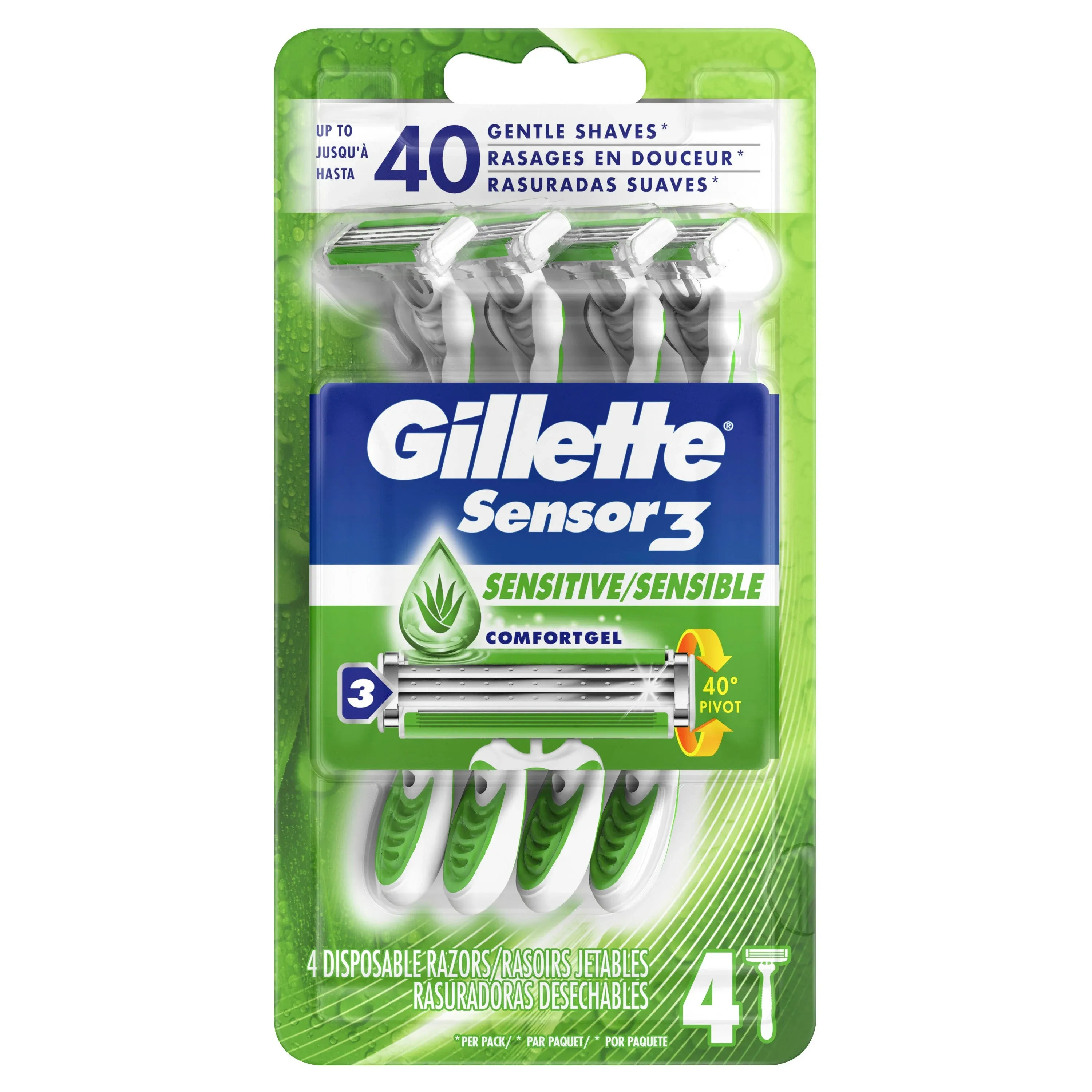 Gillette Sensor3 Sensitive Men&#039;s Disposable Razor - 4 ct