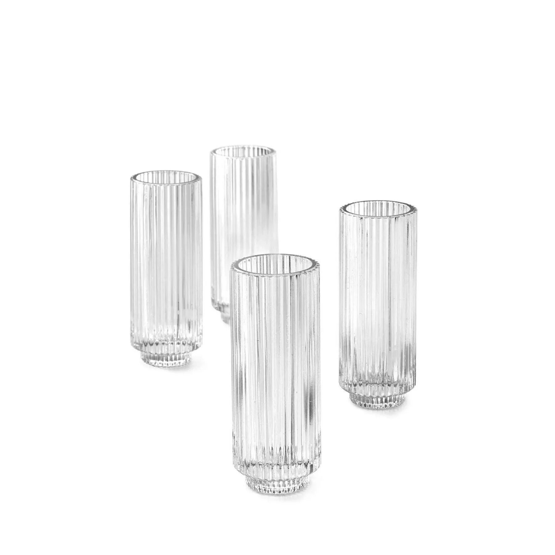 Serene Spaces Living Set of 4 Tall Clear Ribbed Glass Votive Holder, Perfect for Weddings and Home Décor, Measures 6.25" Tall and 2.25" Diameter