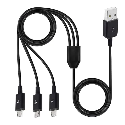 Herfair Micro USB Splitter Cable 1 to 3 Micro USB Cable Charging Cord USB 2.0