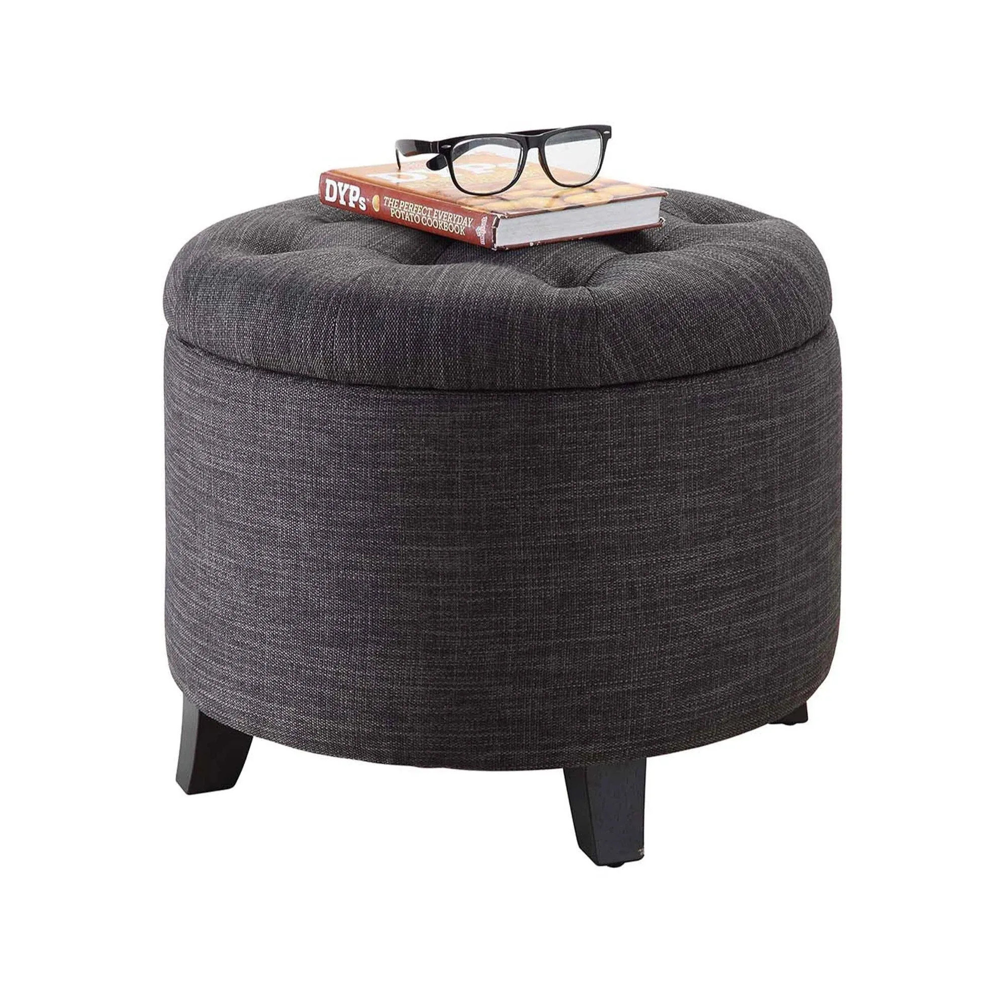 Convenience Concepts Designs4Comfort Round Ottoman, Grey