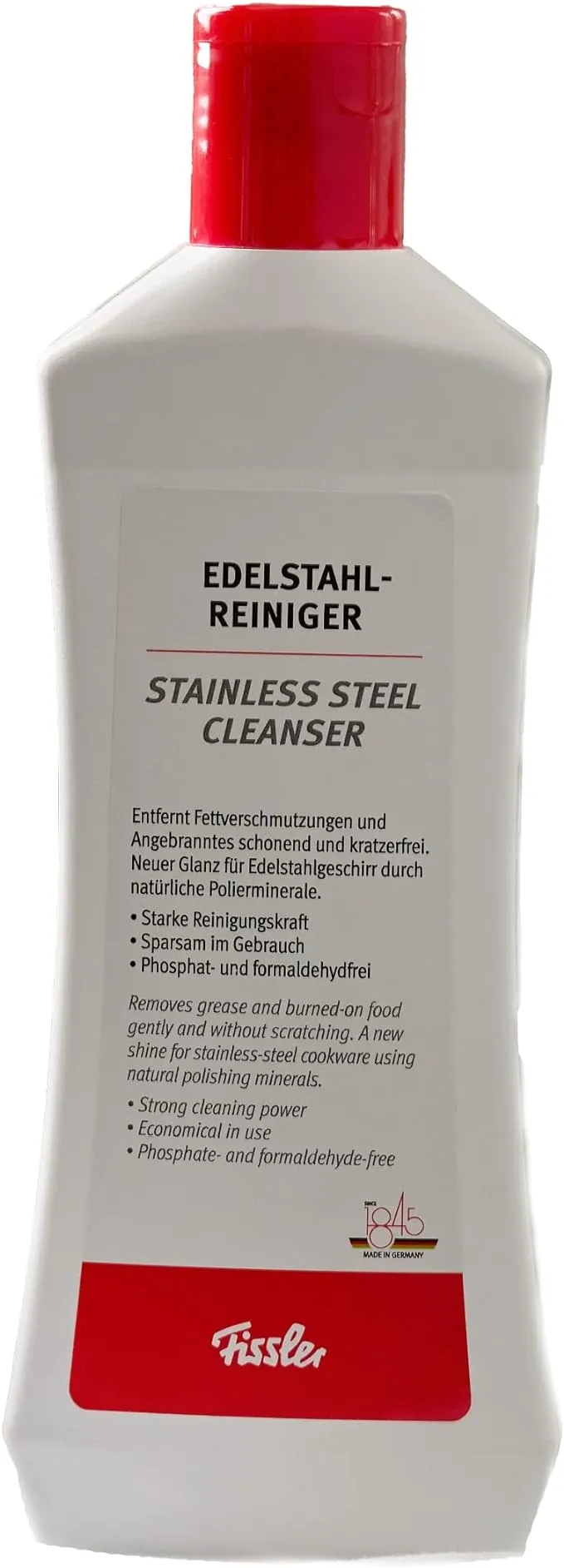 Fissler Stainless Steel Cleaner - Phosphate-Free, Biodegradable Cleanser for Scratch-Free Cleaning & Polishing