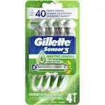 Gillette Sensor3 Sensitive Disposable Razors 4 ct Carded Pack