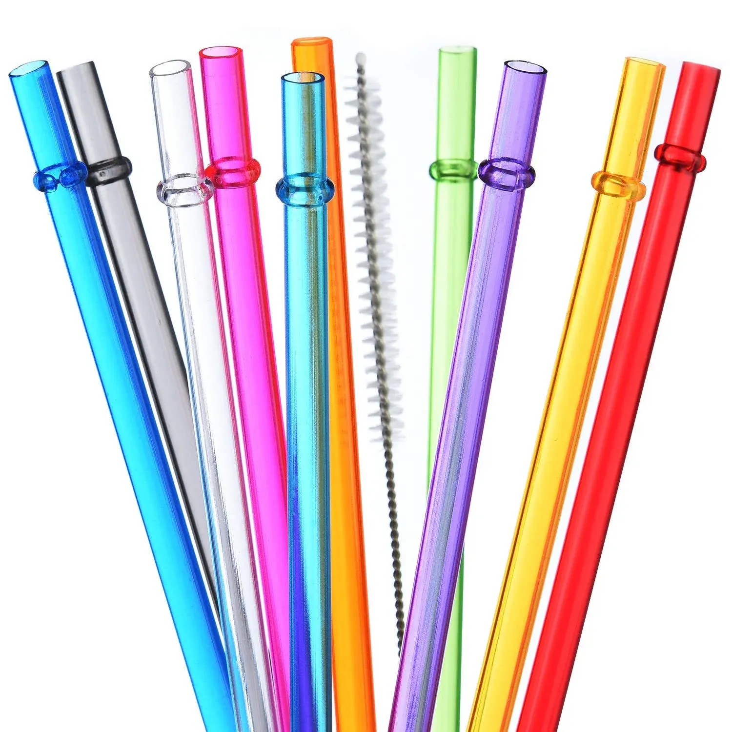 10.5 in Long Rainbow Reusable Plastic Replacement Straws for 20 30 OZ Tumblers