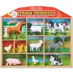 NEW MELISSA &amp; DOUG FARM FRIENDS 10 ANIMAL FIGURINE W/ WOOD BARN DISPLAY