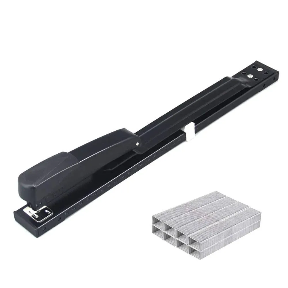 Long Reach Stapler Office Staplers Desktop Stapler, 50 Sheets Capacity Long Arm Staplers with 1600pcs 23/8 Staples (Black, 50 Sheets Capacity)