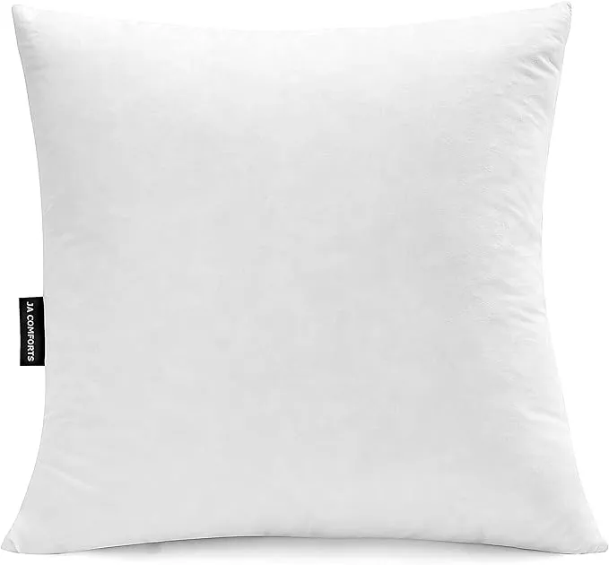 JA COMFORTS 28×28 Premium Goose Down Feather Throw Pillow Inserts(Set of 1)-5% Down Filling,High Filling Weight,250 TC Cotton Cover, Square, White