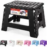 Acstep Folding Step Stool 9'' Tall Kids Step Stool Holds Up to 300 lb Plastic Foldable Step Stools for Kids Non-Slip Surface with Carry Handle