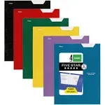 Five Star Four-Pocket Portfolio, 11 x 8.5, Assorted Colors, Trend Design, 6/Pack