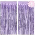  Party Decorations Matte Purple Fringe Foil Curtain - Set of 2 | Bachelorette..<wbr/>.