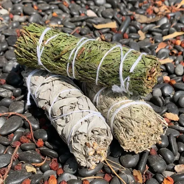 4" Cedar, White & Blue Sage Smudge Stick (3 Pack)