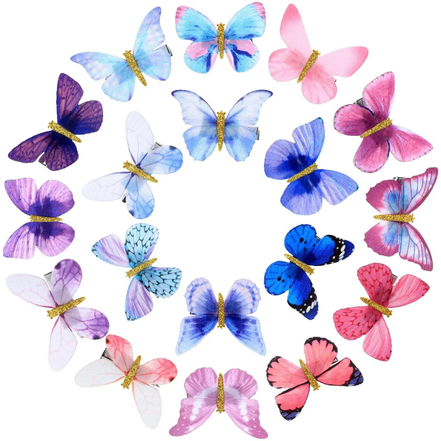 Boao 18 Pieces Glitter Butterfly Hair Clips for Teens Women Hair Accessories (Fresh Styles)