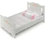 Badger Basket Doll Bed with Bedding and Free Personalization Kit - White Rose