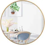 FANYUSHOW Gold Round Mirror, Round Mirror 19.6 inch, Gold Circle Mirror Metal Frame, Round Wall Mounted Mirrors for Living Room, Bathroom, Wall, Entryway, Vanity,Trend Style