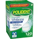 Polident Denture Cleanser, Overnight Whitening - 120 Tablets