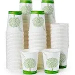 ECOLipak 300 Count Compostable Paper Cups, 8 oz Biodegradable Disposable Paper Coffee Cups with PLA Lined, Eco-Friendly Hot Drinking Cups for Party, P