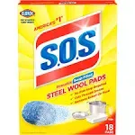 S.O.S Steel Wool Pads, Reusable, Soap Filled - 18 pads