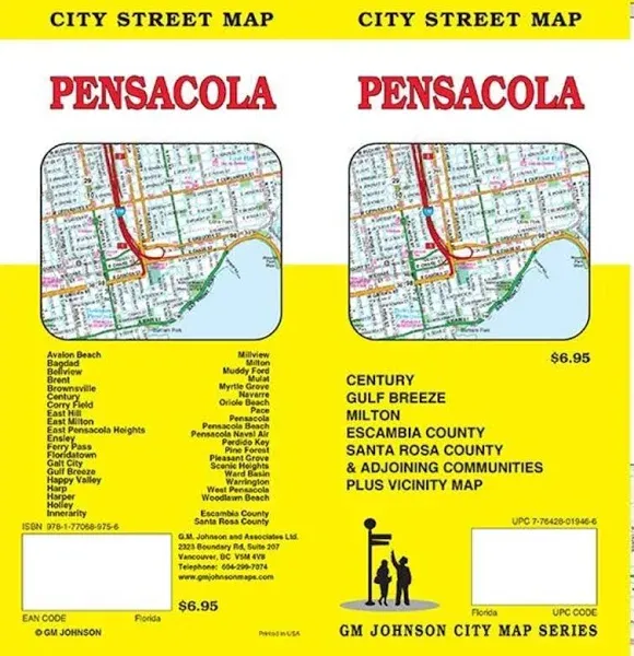 City Street Map Pensacola: Century, Gulf Breeze, Milton, Escambia County, Santa Rosa County, and Adjoining Communities Plus Vicinity Map