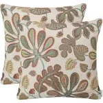 Mika Home Set of 2 Jacquard Tropical Leaf Pattern Throw Pillow Covers Decorative