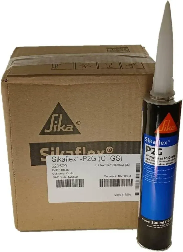 Case Sika P2G Auto Glass Urethane, Adhesive, Primerless to Glass 10 Tubes