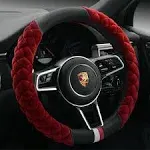 Cxtiy Universal Car Steering Wheel Cover Fluffy Winter Plush Steering Wheel C...