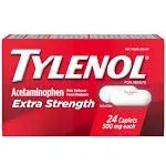 Tylenol Pain Reliever/Fever Reducer, Extra Strength, 500 mg, Caplets