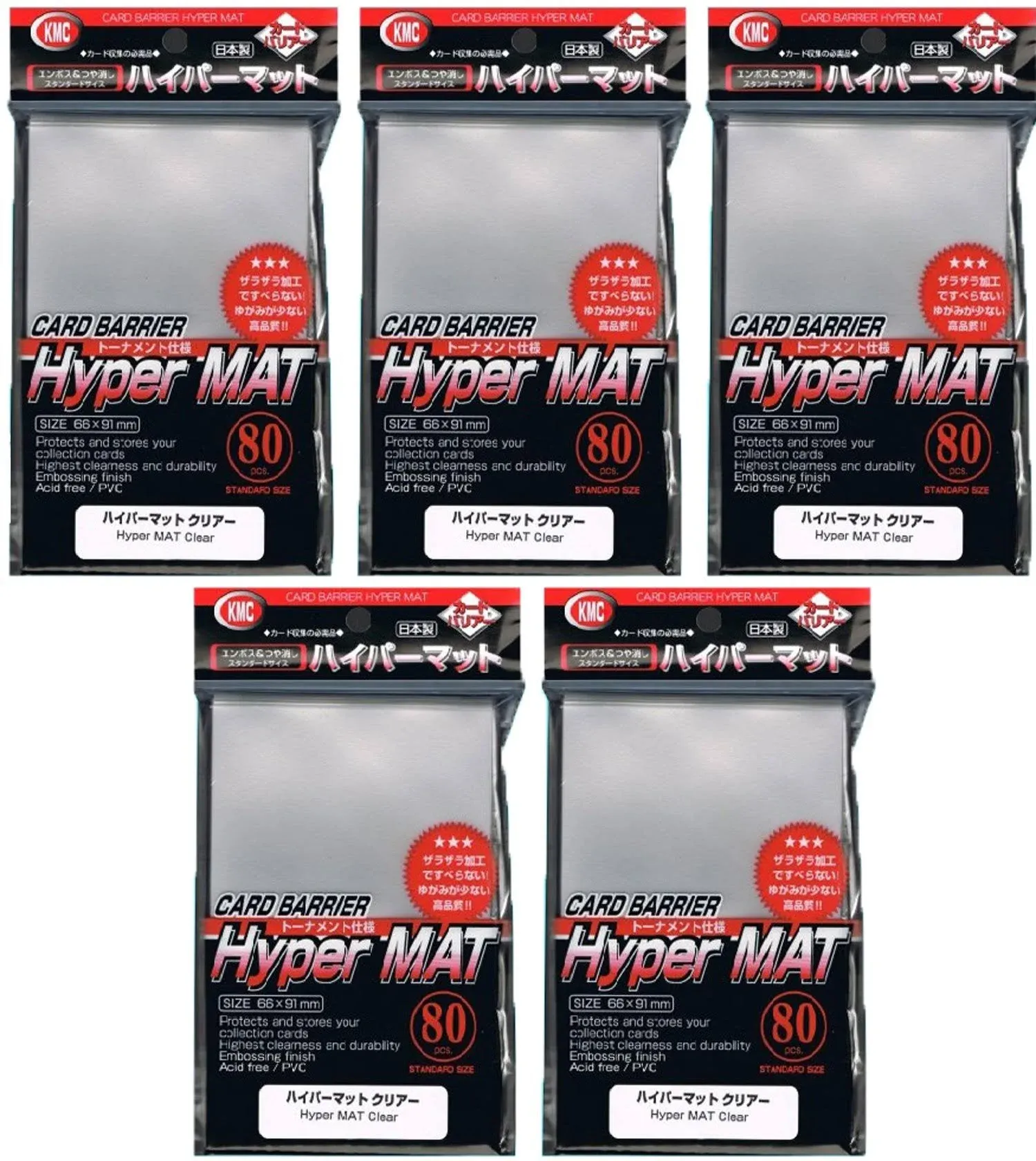 KMC Hyper Matte Sleeves Clear x 5 Sets (5 Packs/Total 400 Sheets) Japan New