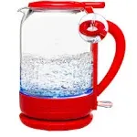 OVENTE Electric Glass Kettle 1.5 Liter 1500W Instant Hot Water Boiler Heater with ProntoFill Tech, Boil-Dry Protection, Automatic Shut Off, Fast Boiling for Tea & Coffee, Red KG516R